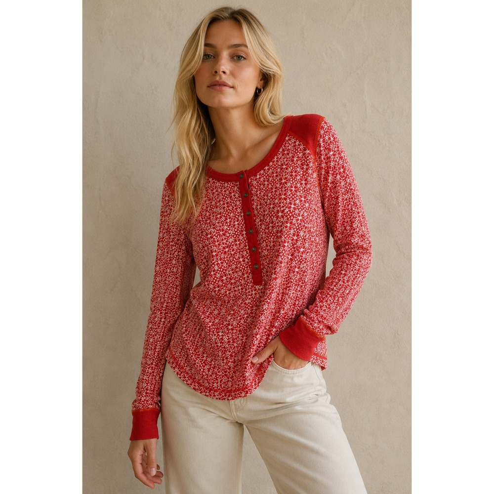 Kuhl SM Women's Henley Base Layer Shirt Geometric Thermal Outdoor Top Hiking